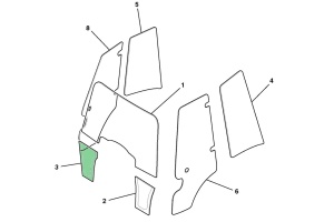 Стекло лобовое нижнее правое JCB 3CX/4CX (Р21) 333/R4243