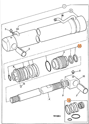 Ремкомплект гидроцилиндра JCB (OEM) 991/00095P